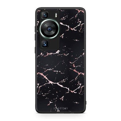 Θήκη Huawei P60 Marble Black Rosegold από τη Smartfits με σχέδιο στο πίσω μέρος και μαύρο περίβλημα | Huawei P60 Marble Black Rosegold Case with Colorful Back and Black Bezels
