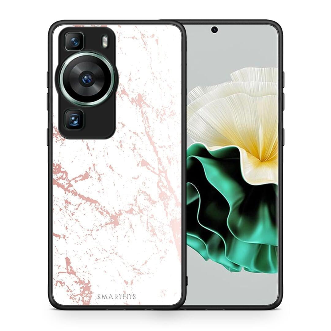 Θήκη Huawei P60 Marble Pink Splash από τη Smartfits με σχέδιο στο πίσω μέρος και μαύρο περίβλημα | Huawei P60 Marble Pink Splash Case with Colorful Back and Black Bezels