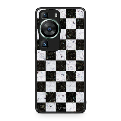 Θήκη Huawei P60 Marble Square Geometric από τη Smartfits με σχέδιο στο πίσω μέρος και μαύρο περίβλημα | Huawei P60 Marble Square Geometric Case with Colorful Back and Black Bezels