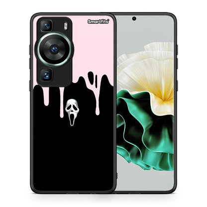 Θήκη Huawei P60 Melting Halloween Mask από τη Smartfits με σχέδιο στο πίσω μέρος και μαύρο περίβλημα | Huawei P60 Melting Halloween Mask Case with Colorful Back and Black Bezels