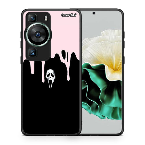 Θήκη Huawei P60 Melting Halloween Mask από τη Smartfits με σχέδιο στο πίσω μέρος και μαύρο περίβλημα | Huawei P60 Melting Halloween Mask Case with Colorful Back and Black Bezels