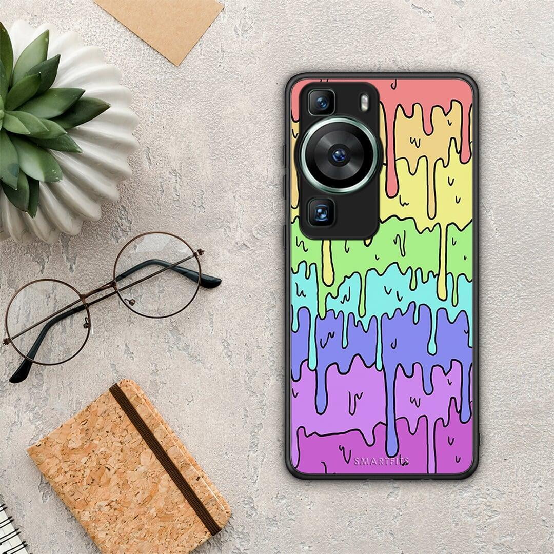 Θήκη Huawei P60 Melting Rainbow από τη Smartfits με σχέδιο στο πίσω μέρος και μαύρο περίβλημα | Huawei P60 Melting Rainbow Case with Colorful Back and Black Bezels