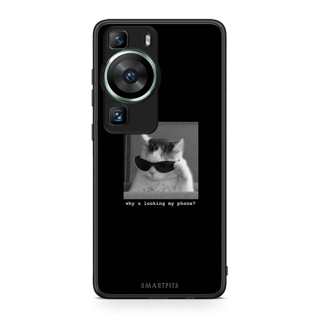 Θήκη Huawei P60 Meme Cat από τη Smartfits με σχέδιο στο πίσω μέρος και μαύρο περίβλημα | Huawei P60 Meme Cat Case with Colorful Back and Black Bezels