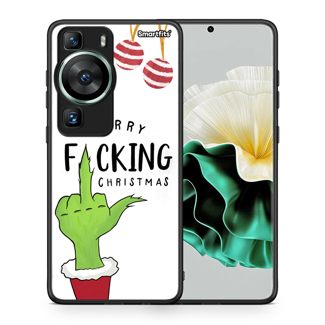 Θήκη Huawei P60 Merry F Xmas από τη Smartfits με σχέδιο στο πίσω μέρος και μαύρο περίβλημα | Huawei P60 Merry F Xmas Case with Colorful Back and Black Bezels