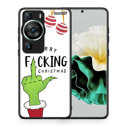Θήκη Huawei P60 Merry F Xmas από τη Smartfits με σχέδιο στο πίσω μέρος και μαύρο περίβλημα | Huawei P60 Merry F Xmas Case with Colorful Back and Black Bezels