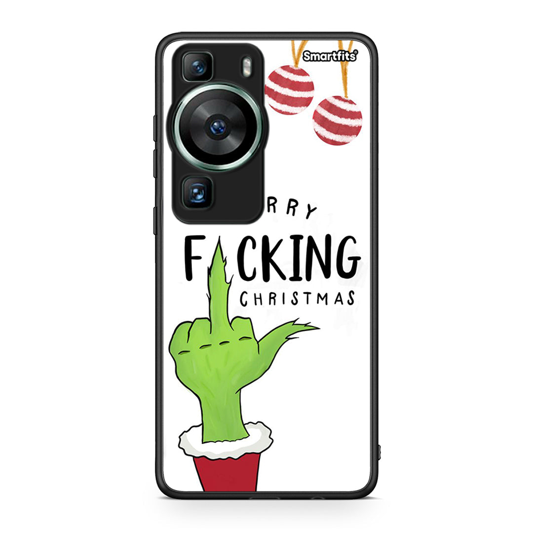 Θήκη Huawei P60 Merry F Xmas από τη Smartfits με σχέδιο στο πίσω μέρος και μαύρο περίβλημα | Huawei P60 Merry F Xmas Case with Colorful Back and Black Bezels