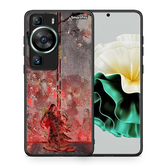 Θήκη Huawei P60 Nezuko Kamado από τη Smartfits με σχέδιο στο πίσω μέρος και μαύρο περίβλημα | Huawei P60 Nezuko Kamado Case with Colorful Back and Black Bezels