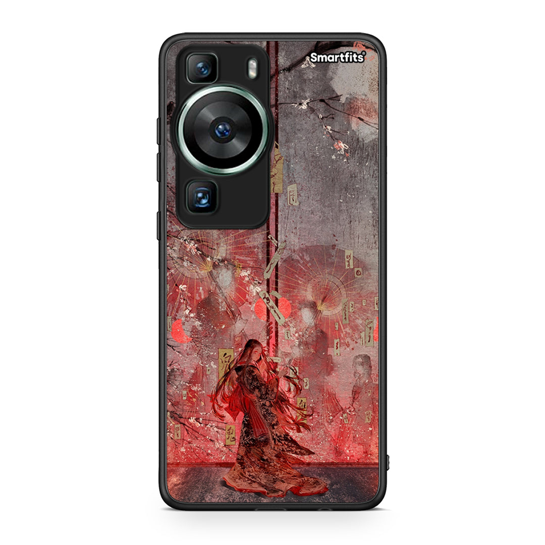 Θήκη Huawei P60 Nezuko Kamado από τη Smartfits με σχέδιο στο πίσω μέρος και μαύρο περίβλημα | Huawei P60 Nezuko Kamado Case with Colorful Back and Black Bezels