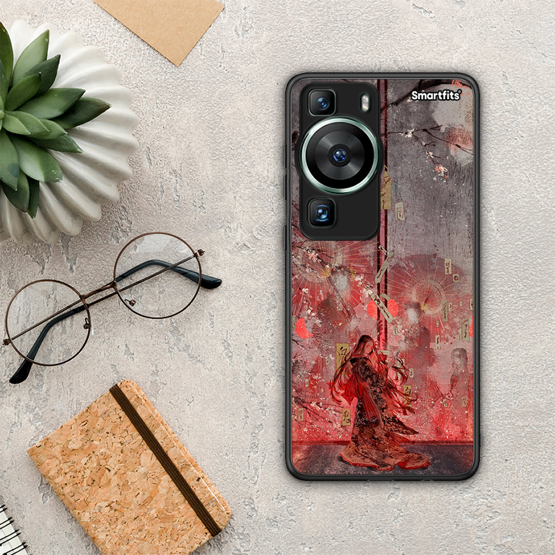 Θήκη Huawei P60 Nezuko Kamado από τη Smartfits με σχέδιο στο πίσω μέρος και μαύρο περίβλημα | Huawei P60 Nezuko Kamado Case with Colorful Back and Black Bezels
