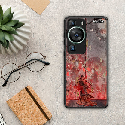 Θήκη Huawei P60 Nezuko Kamado από τη Smartfits με σχέδιο στο πίσω μέρος και μαύρο περίβλημα | Huawei P60 Nezuko Kamado Case with Colorful Back and Black Bezels