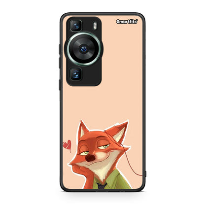 Θήκη Huawei P60 Nick Wilde And Judy Hopps Love 1 από τη Smartfits με σχέδιο στο πίσω μέρος και μαύρο περίβλημα | Huawei P60 Nick Wilde And Judy Hopps Love 1 Case with Colorful Back and Black Bezels