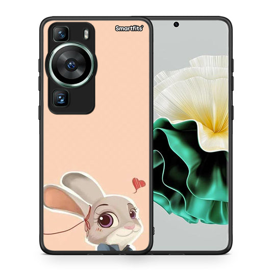 Θήκη Huawei P60 Nick Wilde And Judy Hopps Love 2 από τη Smartfits με σχέδιο στο πίσω μέρος και μαύρο περίβλημα | Huawei P60 Nick Wilde And Judy Hopps Love 2 Case with Colorful Back and Black Bezels