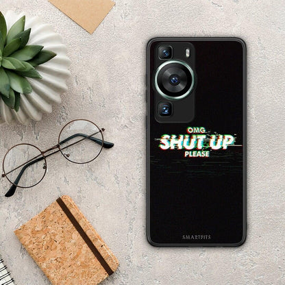 Θήκη Huawei P60 OMG ShutUp από τη Smartfits με σχέδιο στο πίσω μέρος και μαύρο περίβλημα | Huawei P60 OMG ShutUp Case with Colorful Back and Black Bezels