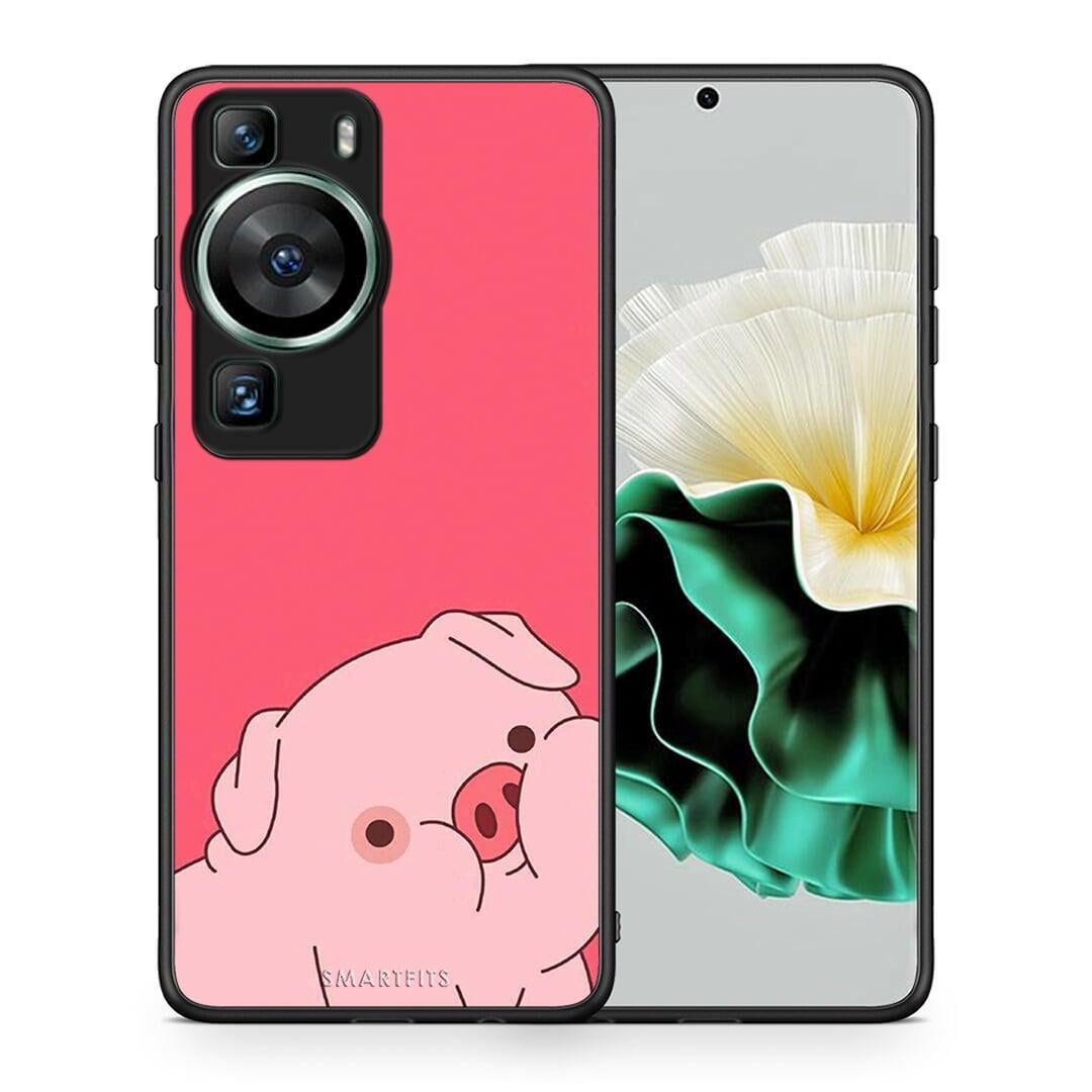 Θήκη Huawei P60 Pig Love 1 από τη Smartfits με σχέδιο στο πίσω μέρος και μαύρο περίβλημα | Huawei P60 Pig Love 1 Case with Colorful Back and Black Bezels