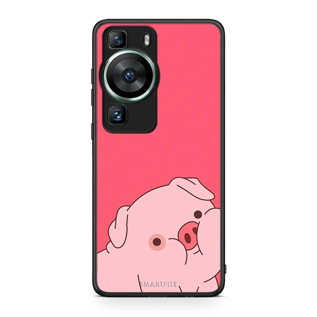 Θήκη Huawei P60 Pig Love 1 από τη Smartfits με σχέδιο στο πίσω μέρος και μαύρο περίβλημα | Huawei P60 Pig Love 1 Case with Colorful Back and Black Bezels