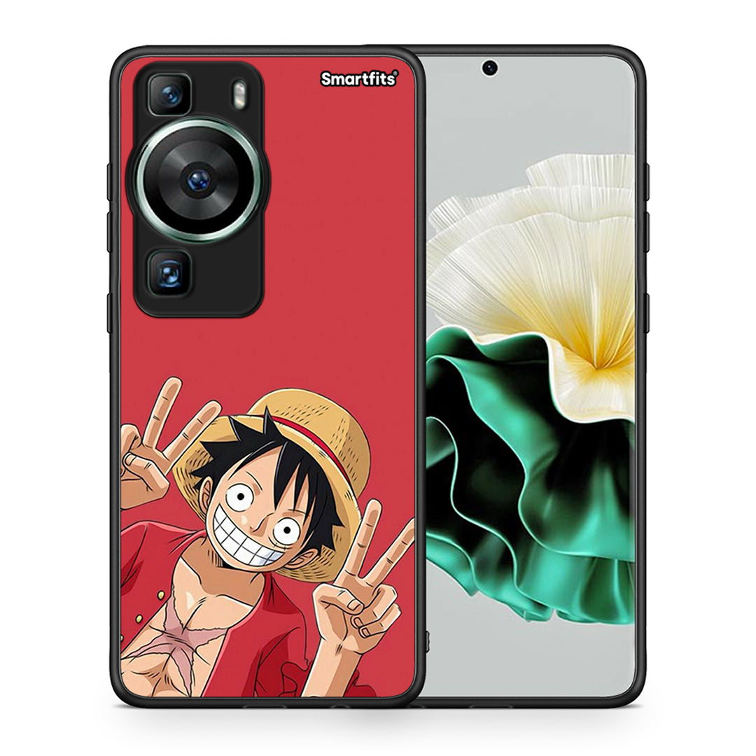 Θήκη Huawei P60 Pirate Luffy από τη Smartfits με σχέδιο στο πίσω μέρος και μαύρο περίβλημα | Huawei P60 Pirate Luffy Case with Colorful Back and Black Bezels