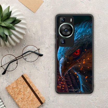Θήκη Huawei P60 PopArt Eagle από τη Smartfits με σχέδιο στο πίσω μέρος και μαύρο περίβλημα | Huawei P60 PopArt Eagle Case with Colorful Back and Black Bezels