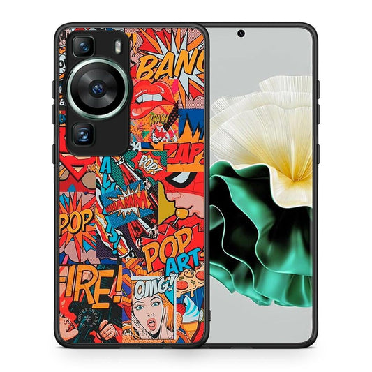 Θήκη Huawei P60 PopArt OMG από τη Smartfits με σχέδιο στο πίσω μέρος και μαύρο περίβλημα | Huawei P60 PopArt OMG Case with Colorful Back and Black Bezels