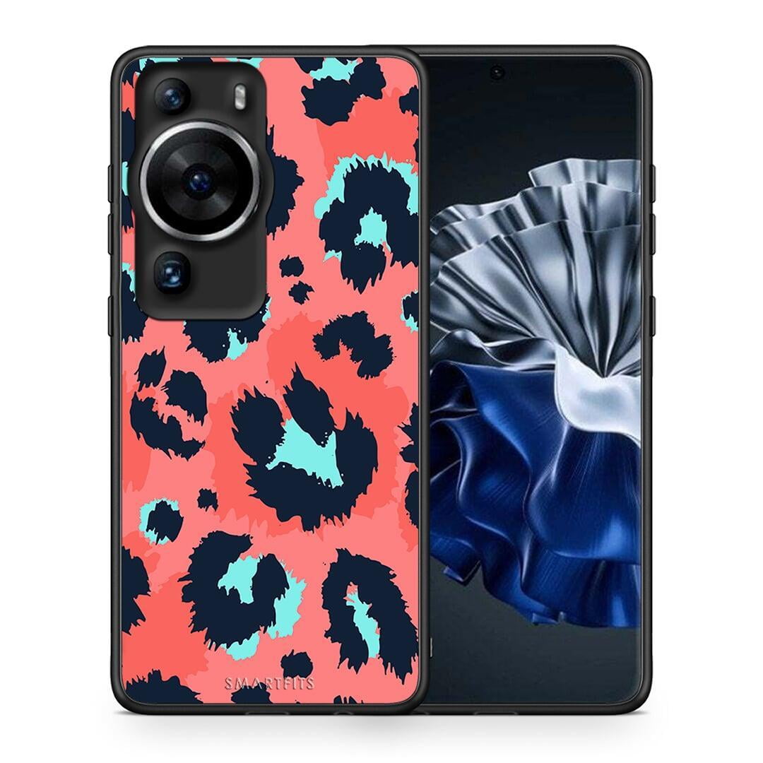 Θήκη Huawei P60 Pro Animal Pink Leopard από τη Smartfits με σχέδιο στο πίσω μέρος και μαύρο περίβλημα | Huawei P60 Pro Animal Pink Leopard Case with Colorful Back and Black Bezels