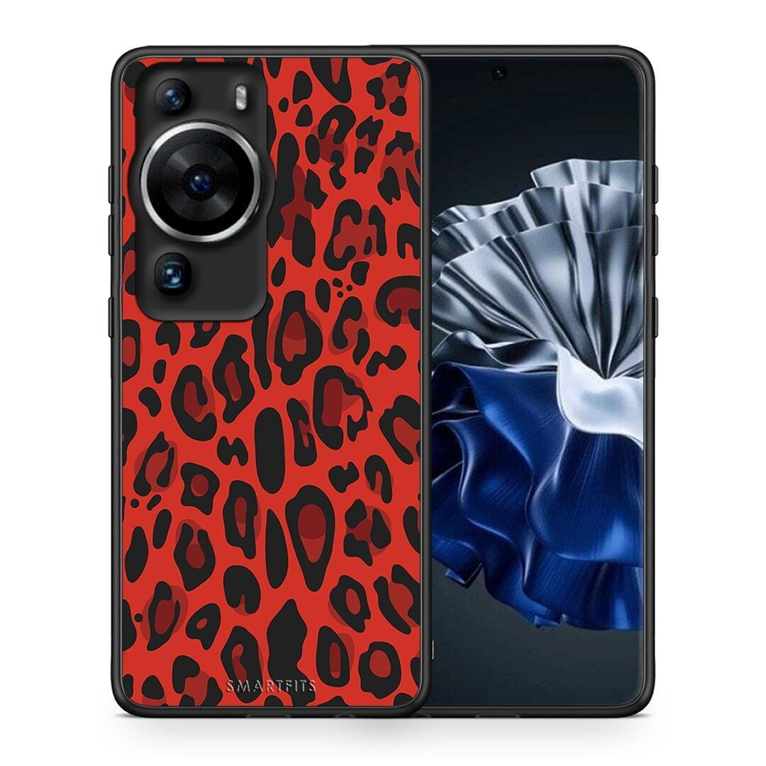 Θήκη Huawei P60 Pro Animal Red Leopard από τη Smartfits με σχέδιο στο πίσω μέρος και μαύρο περίβλημα | Huawei P60 Pro Animal Red Leopard Case with Colorful Back and Black Bezels