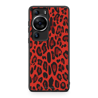 Θήκη Huawei P60 Pro Animal Red Leopard από τη Smartfits με σχέδιο στο πίσω μέρος και μαύρο περίβλημα | Huawei P60 Pro Animal Red Leopard Case with Colorful Back and Black Bezels