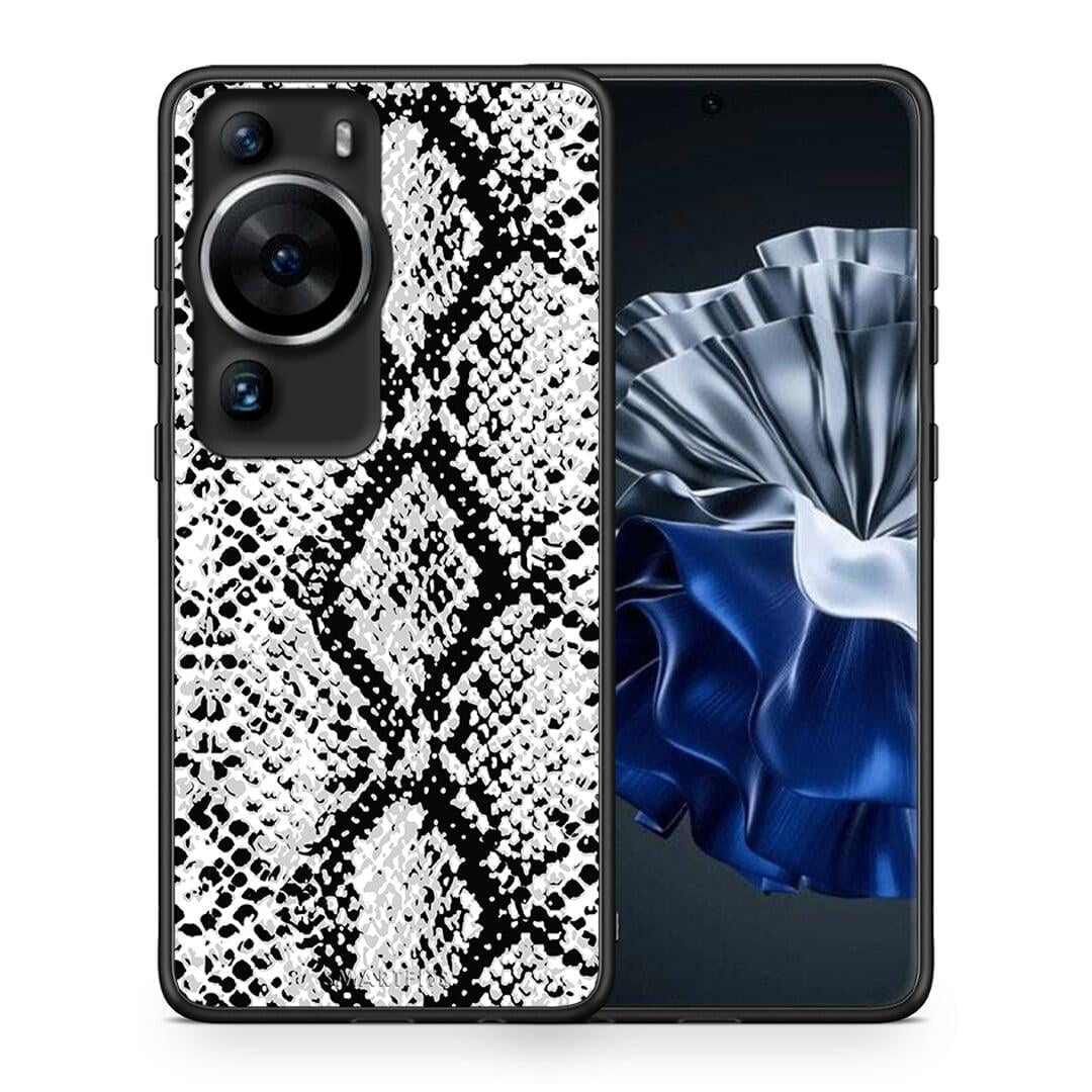 Θήκη Huawei P60 Pro Animal White Snake από τη Smartfits με σχέδιο στο πίσω μέρος και μαύρο περίβλημα | Huawei P60 Pro Animal White Snake Case with Colorful Back and Black Bezels