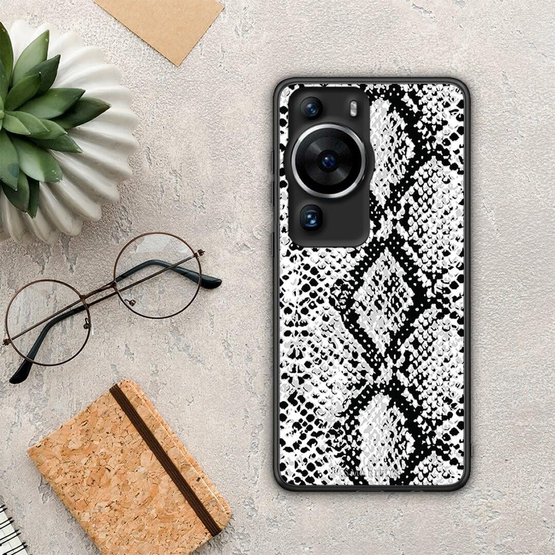 Θήκη Huawei P60 Pro Animal White Snake από τη Smartfits με σχέδιο στο πίσω μέρος και μαύρο περίβλημα | Huawei P60 Pro Animal White Snake Case with Colorful Back and Black Bezels