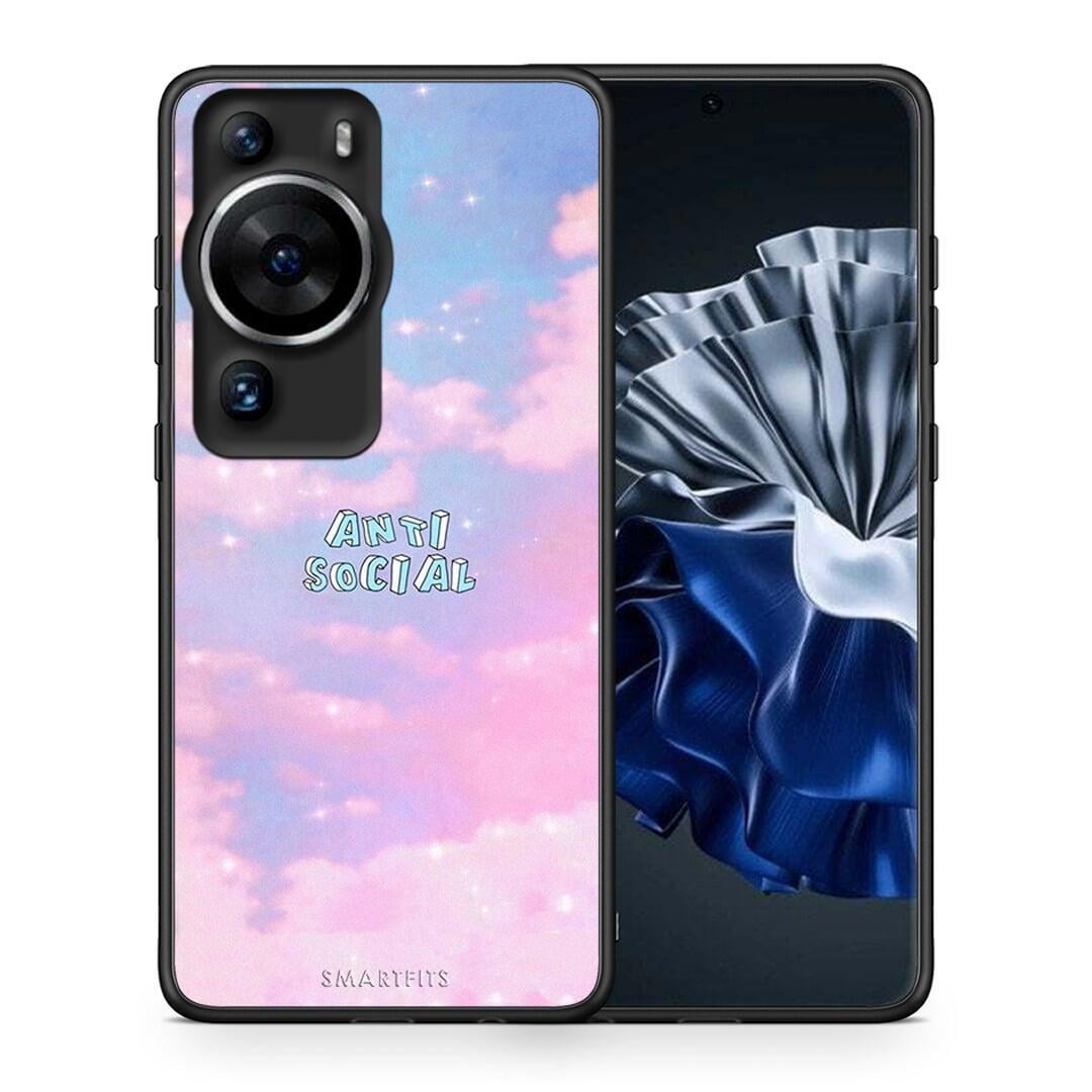 Θήκη Huawei P60 Pro Anti Social από τη Smartfits με σχέδιο στο πίσω μέρος και μαύρο περίβλημα | Huawei P60 Pro Anti Social Case with Colorful Back and Black Bezels
