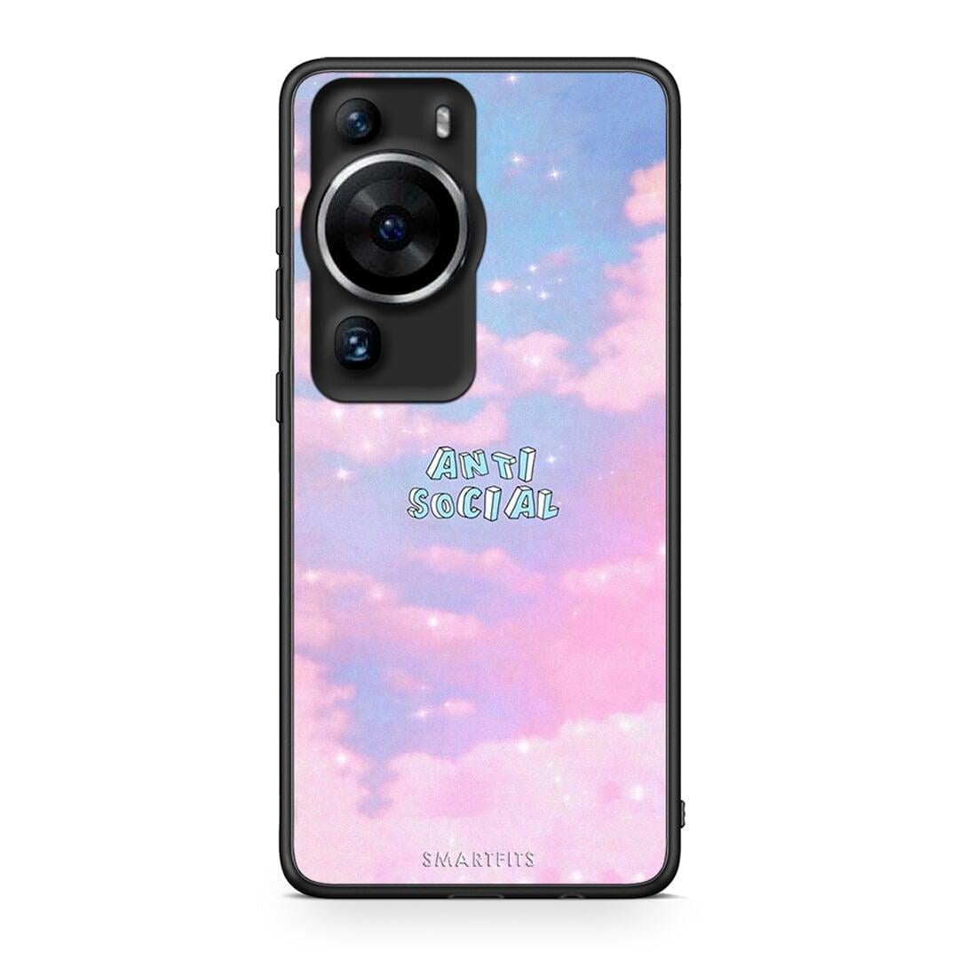 Θήκη Huawei P60 Pro Anti Social από τη Smartfits με σχέδιο στο πίσω μέρος και μαύρο περίβλημα | Huawei P60 Pro Anti Social Case with Colorful Back and Black Bezels