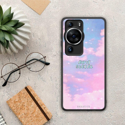 Θήκη Huawei P60 Pro Anti Social από τη Smartfits με σχέδιο στο πίσω μέρος και μαύρο περίβλημα | Huawei P60 Pro Anti Social Case with Colorful Back and Black Bezels