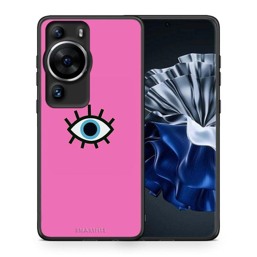 Θήκη Huawei P60 Pro Blue Eye Pink από τη Smartfits με σχέδιο στο πίσω μέρος και μαύρο περίβλημα | Huawei P60 Pro Blue Eye Pink Case with Colorful Back and Black Bezels
