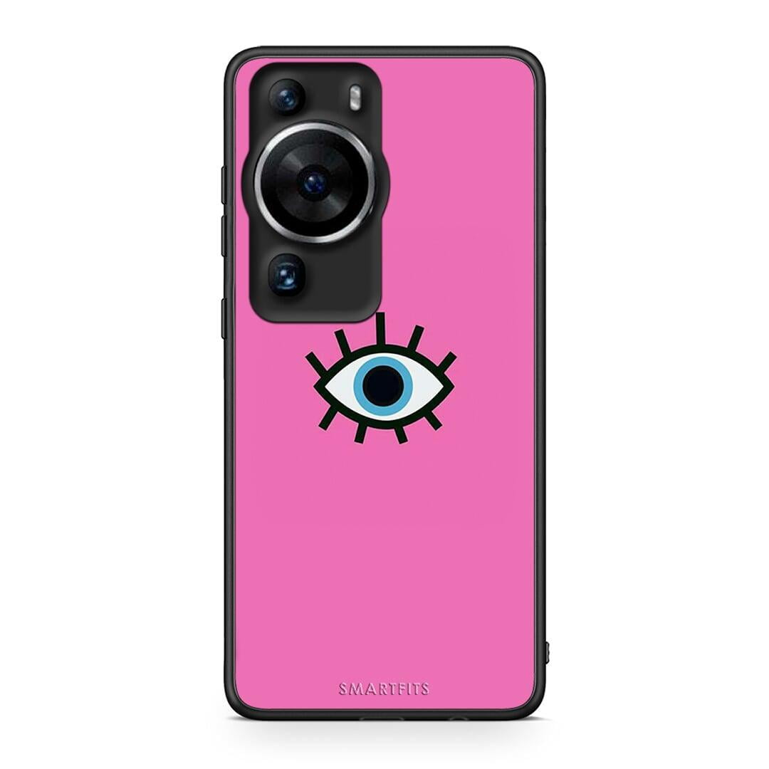 Θήκη Huawei P60 Pro Blue Eye Pink από τη Smartfits με σχέδιο στο πίσω μέρος και μαύρο περίβλημα | Huawei P60 Pro Blue Eye Pink Case with Colorful Back and Black Bezels