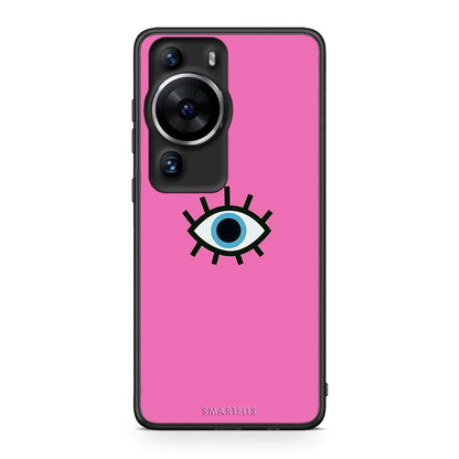 Θήκη Huawei P60 Pro Blue Eye Pink από τη Smartfits με σχέδιο στο πίσω μέρος και μαύρο περίβλημα | Huawei P60 Pro Blue Eye Pink Case with Colorful Back and Black Bezels