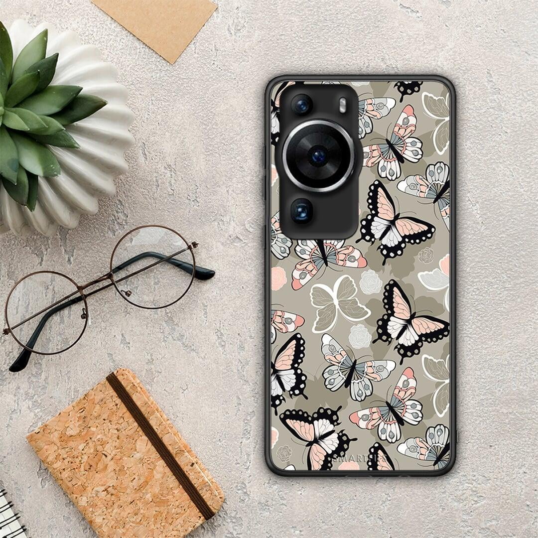 Θήκη Huawei P60 Pro Boho Butterflies από τη Smartfits με σχέδιο στο πίσω μέρος και μαύρο περίβλημα | Huawei P60 Pro Boho Butterflies Case with Colorful Back and Black Bezels