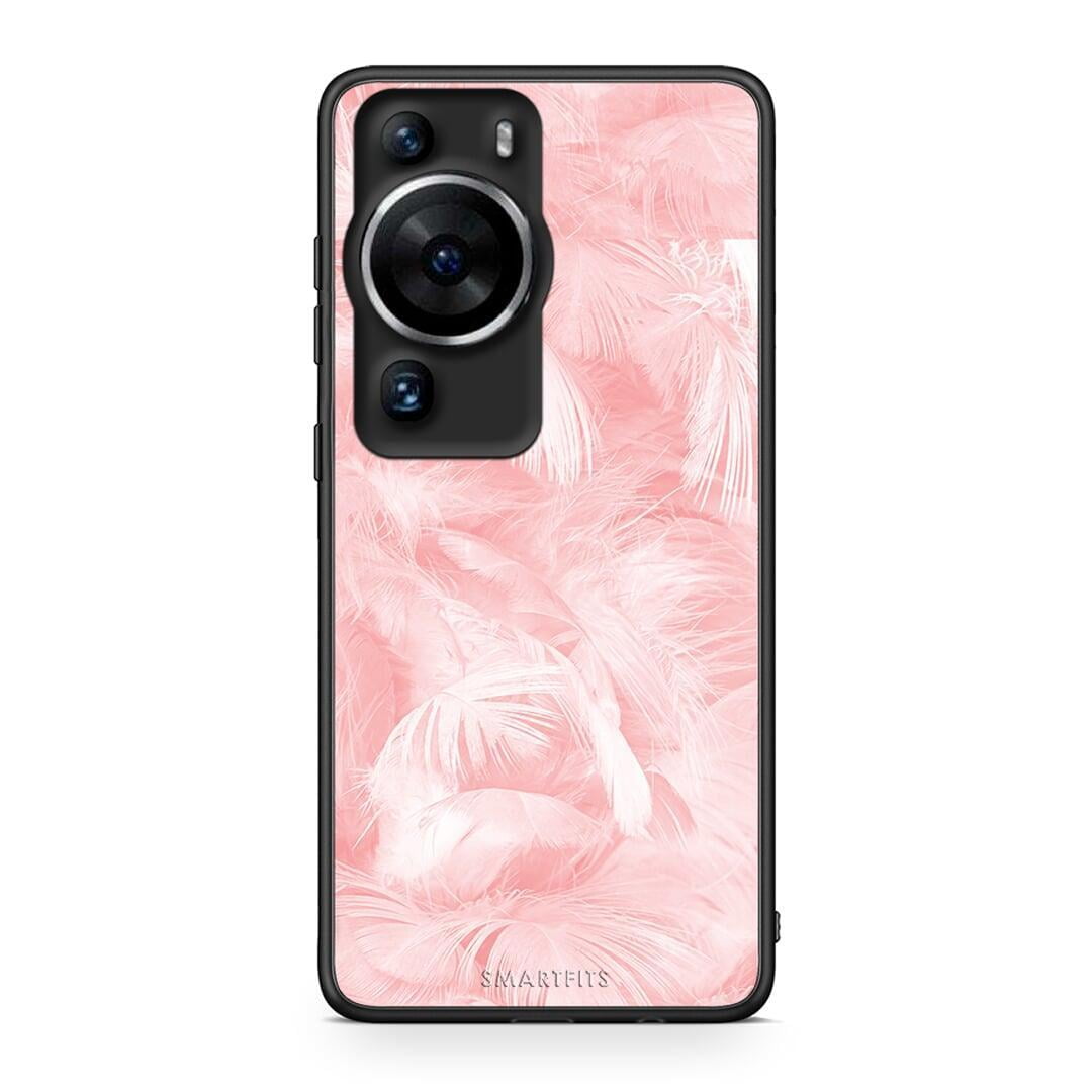 Θήκη Huawei P60 Pro Boho Pink Feather από τη Smartfits με σχέδιο στο πίσω μέρος και μαύρο περίβλημα | Huawei P60 Pro Boho Pink Feather Case with Colorful Back and Black Bezels