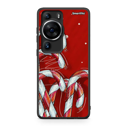 Θήκη Huawei P60 Pro Candy Cane από τη Smartfits με σχέδιο στο πίσω μέρος και μαύρο περίβλημα | Huawei P60 Pro Candy Cane Case with Colorful Back and Black Bezels