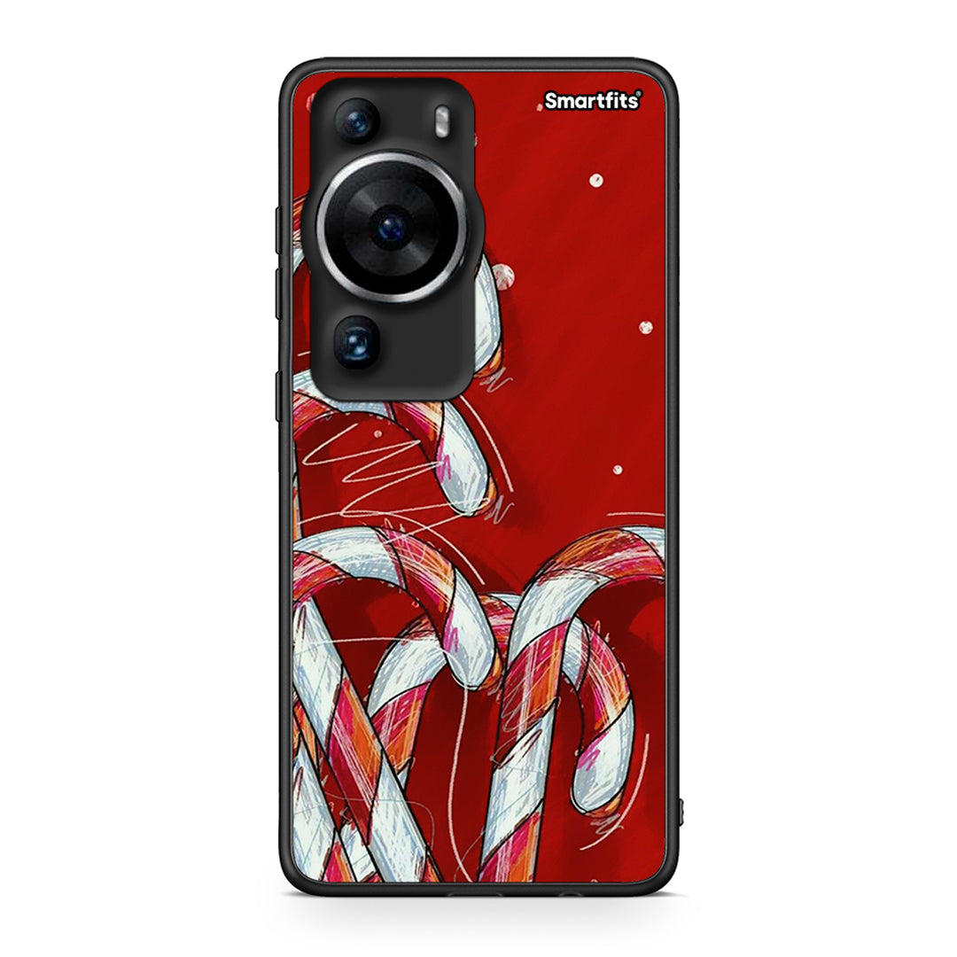 Θήκη Huawei P60 Pro Candy Cane από τη Smartfits με σχέδιο στο πίσω μέρος και μαύρο περίβλημα | Huawei P60 Pro Candy Cane Case with Colorful Back and Black Bezels