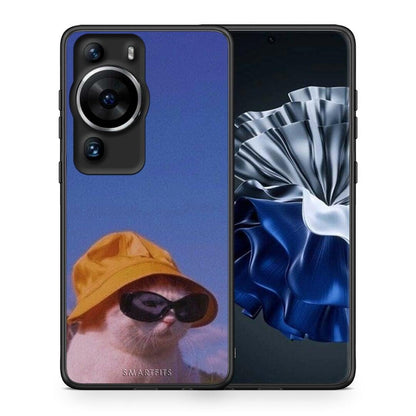 Θήκη Huawei P60 Pro Cat Diva από τη Smartfits με σχέδιο στο πίσω μέρος και μαύρο περίβλημα | Huawei P60 Pro Cat Diva Case with Colorful Back and Black Bezels