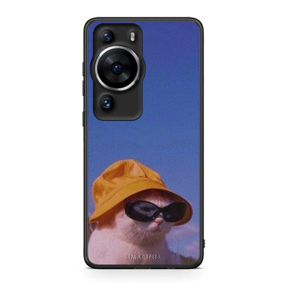 Θήκη Huawei P60 Pro Cat Diva από τη Smartfits με σχέδιο στο πίσω μέρος και μαύρο περίβλημα | Huawei P60 Pro Cat Diva Case with Colorful Back and Black Bezels