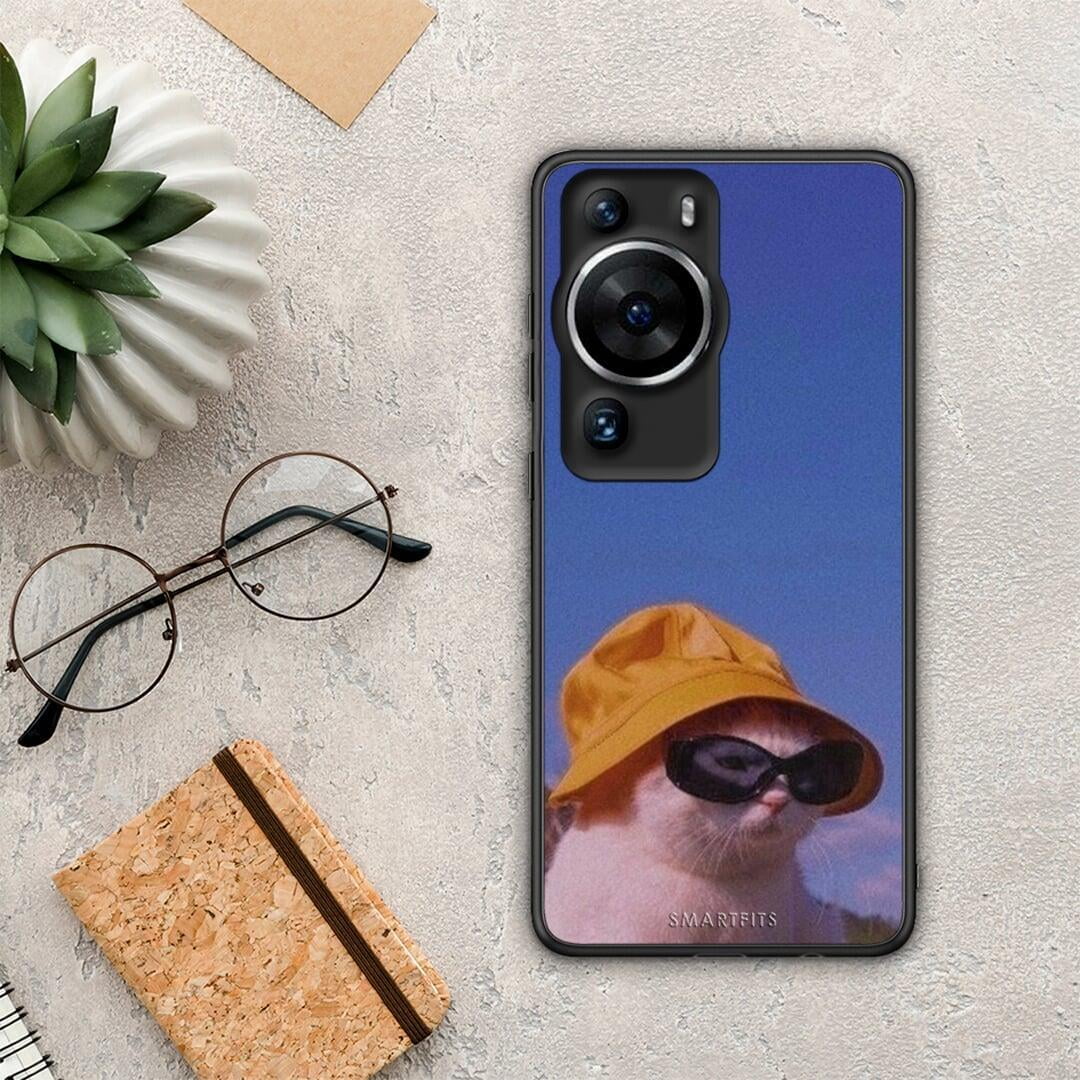 Θήκη Huawei P60 Pro Cat Diva από τη Smartfits με σχέδιο στο πίσω μέρος και μαύρο περίβλημα | Huawei P60 Pro Cat Diva Case with Colorful Back and Black Bezels