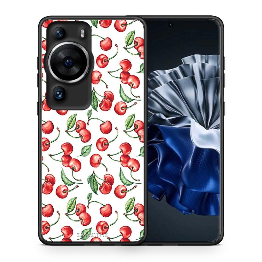 Θήκη Huawei P60 Pro Cherry Summer από τη Smartfits με σχέδιο στο πίσω μέρος και μαύρο περίβλημα | Huawei P60 Pro Cherry Summer Case with Colorful Back and Black Bezels