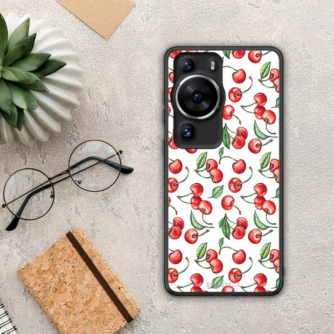 Θήκη Huawei P60 Pro Cherry Summer από τη Smartfits με σχέδιο στο πίσω μέρος και μαύρο περίβλημα | Huawei P60 Pro Cherry Summer Case with Colorful Back and Black Bezels