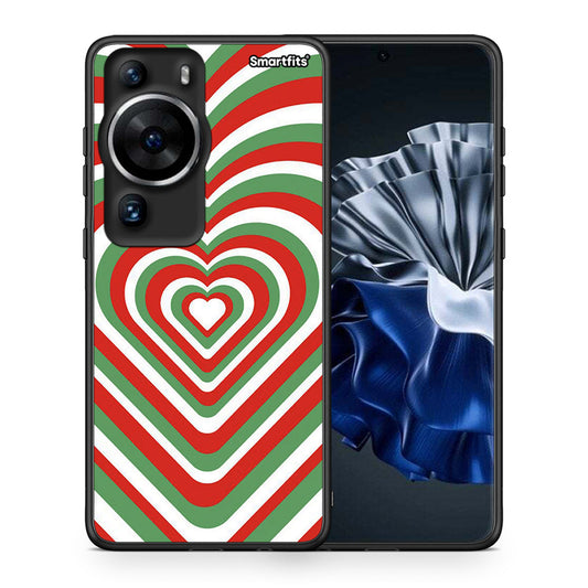 Θήκη Huawei P60 Pro Christmas Hearts από τη Smartfits με σχέδιο στο πίσω μέρος και μαύρο περίβλημα | Huawei P60 Pro Christmas Hearts Case with Colorful Back and Black Bezels