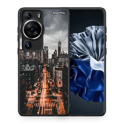 Θήκη Huawei P60 Pro City Lights από τη Smartfits με σχέδιο στο πίσω μέρος και μαύρο περίβλημα | Huawei P60 Pro City Lights Case with Colorful Back and Black Bezels
