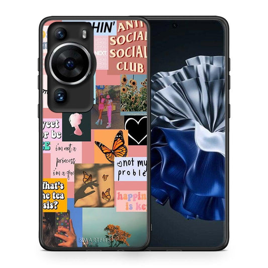 Θήκη Huawei P60 Pro Collage Bitchin από τη Smartfits με σχέδιο στο πίσω μέρος και μαύρο περίβλημα | Huawei P60 Pro Collage Bitchin Case with Colorful Back and Black Bezels