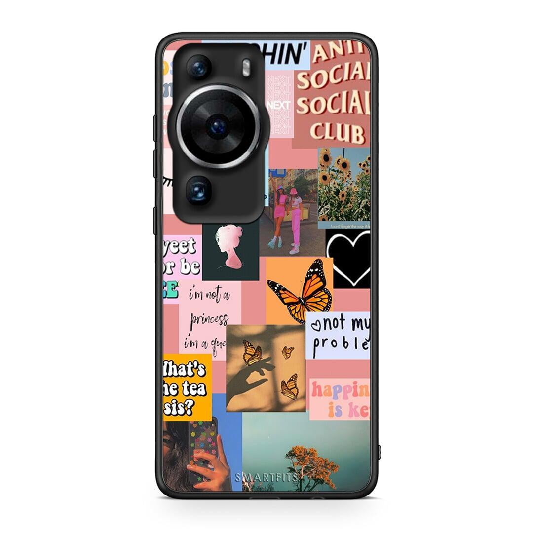 Θήκη Huawei P60 Pro Collage Bitchin από τη Smartfits με σχέδιο στο πίσω μέρος και μαύρο περίβλημα | Huawei P60 Pro Collage Bitchin Case with Colorful Back and Black Bezels