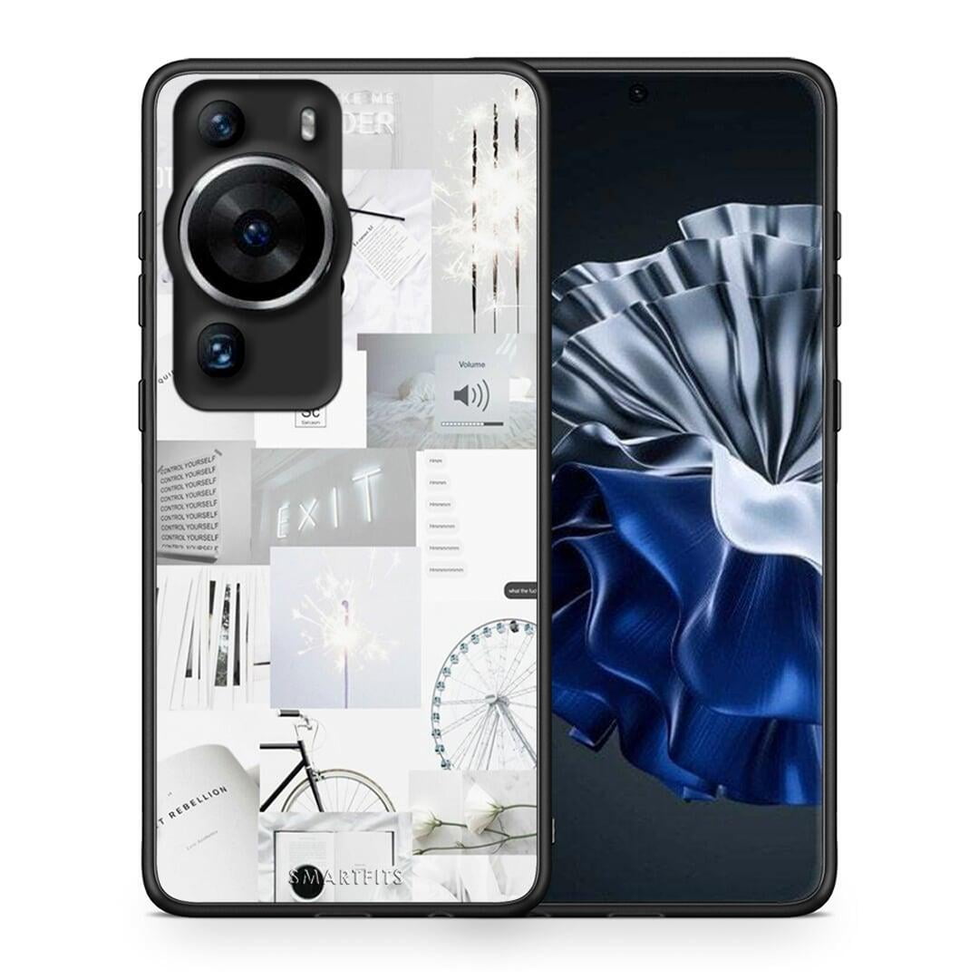 Θήκη Huawei P60 Pro Collage Make Me Wonder από τη Smartfits με σχέδιο στο πίσω μέρος και μαύρο περίβλημα | Huawei P60 Pro Collage Make Me Wonder Case with Colorful Back and Black Bezels