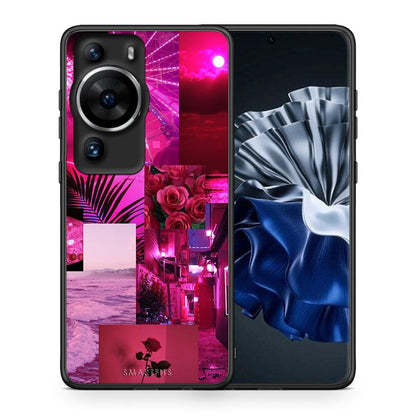 Θήκη Huawei P60 Pro Collage Red Roses από τη Smartfits με σχέδιο στο πίσω μέρος και μαύρο περίβλημα | Huawei P60 Pro Collage Red Roses Case with Colorful Back and Black Bezels
