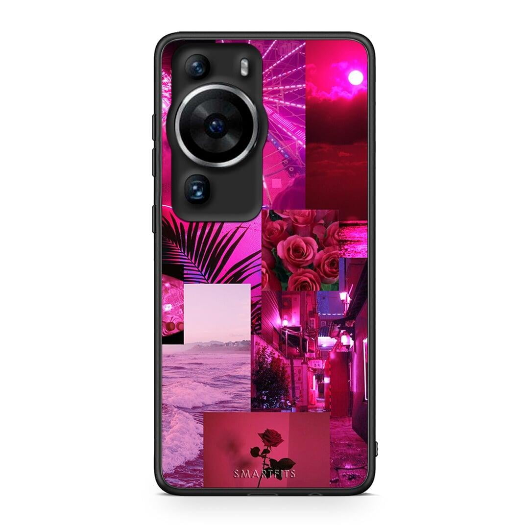 Θήκη Huawei P60 Pro Collage Red Roses από τη Smartfits με σχέδιο στο πίσω μέρος και μαύρο περίβλημα | Huawei P60 Pro Collage Red Roses Case with Colorful Back and Black Bezels