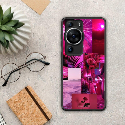 Θήκη Huawei P60 Pro Collage Red Roses από τη Smartfits με σχέδιο στο πίσω μέρος και μαύρο περίβλημα | Huawei P60 Pro Collage Red Roses Case with Colorful Back and Black Bezels